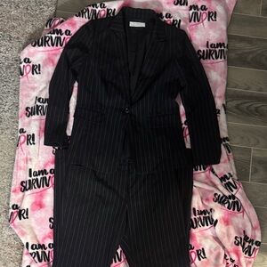 Aharon Author Levine Black Pinstripe Suit